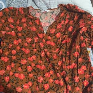 Sonoma Orange and Pink Floral Blouse